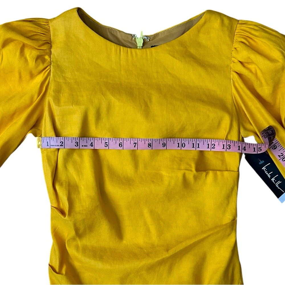 Nicole Miller Yellow Stretch Puff Sleeve Lauren Original Sample Dress XS… - Picture 10 of 15